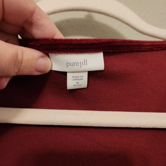 Pure Jill Velvety V-Neck Burgundy Top Size Medium Petite‎ - Picture 5 of 10